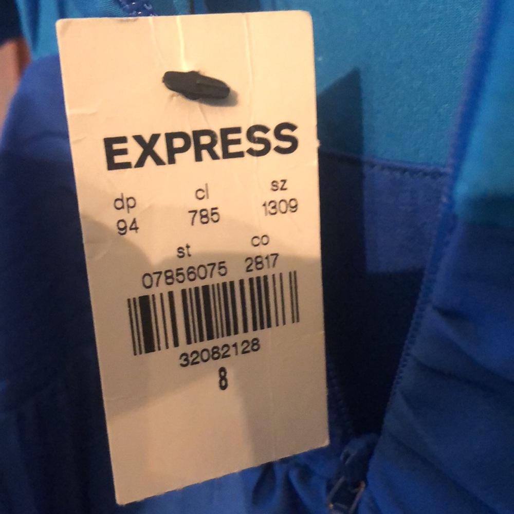 Express Blue Pleated Dress - Picture 5 of 5